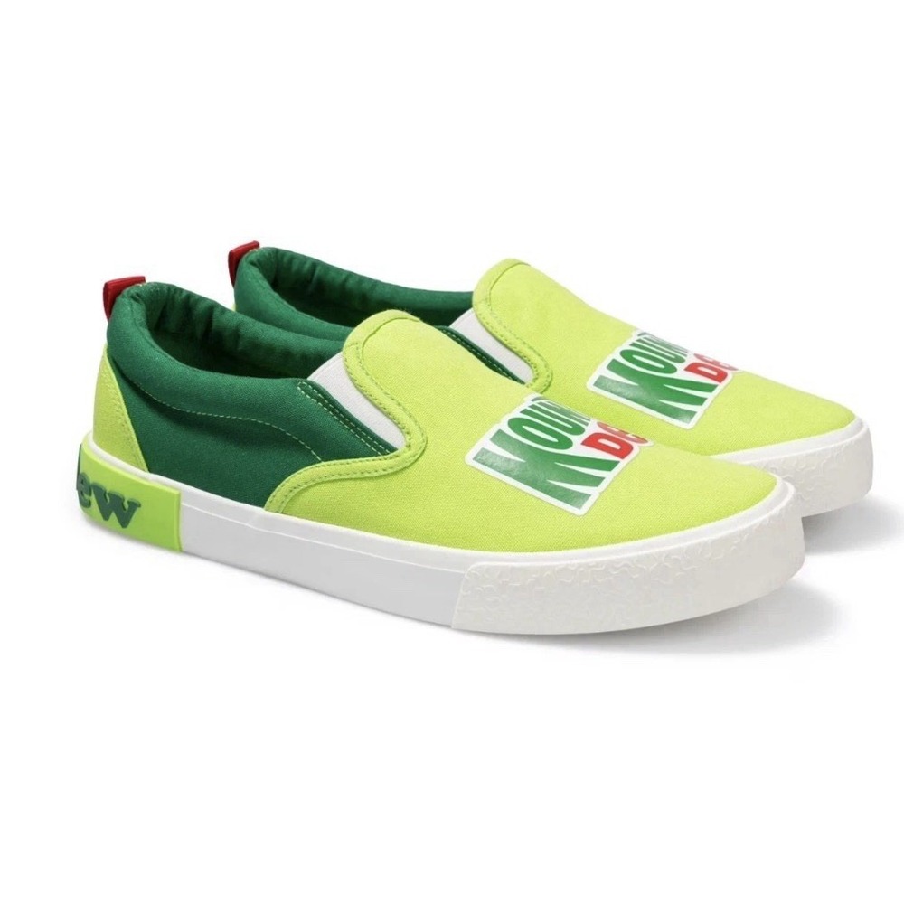 Mountain Dew Slip On Sneakers Shoes Men's Sz 9 Green Yellow Classic‎ Colors